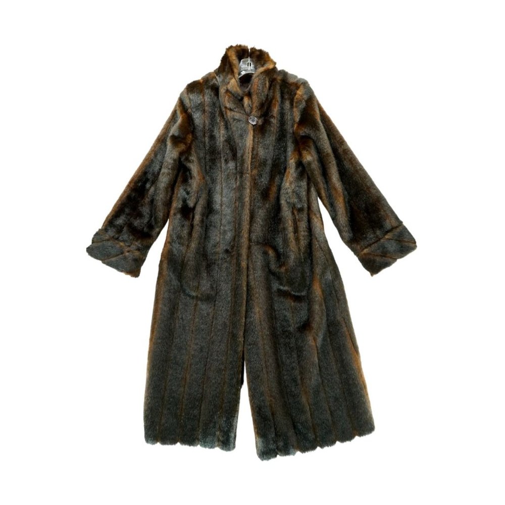 DENNIS BASSO LONG/FULL LENGTH FAUX FUR COAT SIZE MEDIUM L8102-821 RN98393